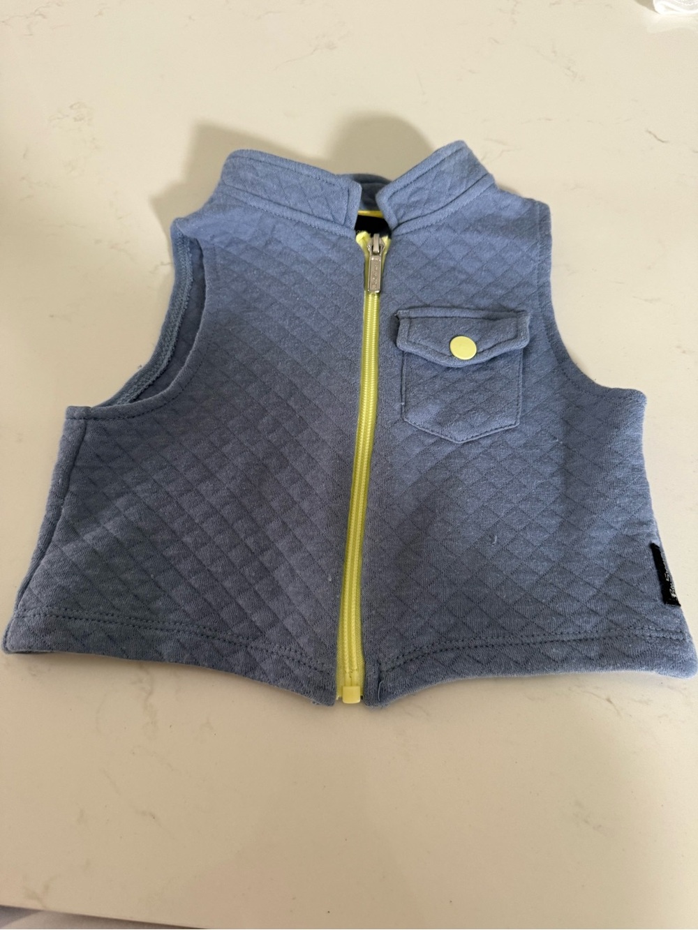 Ben Sherman Light Blue Quilted Kids Vest with Yellow Zipper